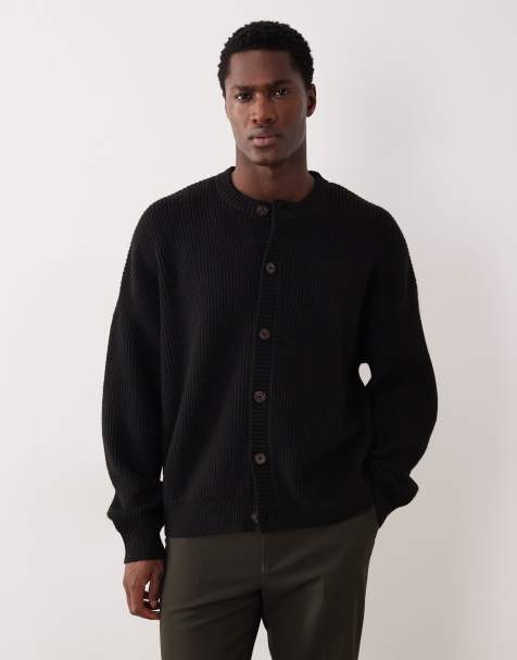 ASOS DESIGN - Gilet oversize ras de cou en maille à côtes anglaises - Noir - view 1