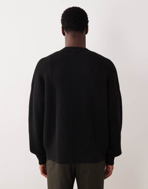 ASOS DESIGN - Gilet oversize ras de cou en maille à côtes anglaises - Noir, 3 de 5