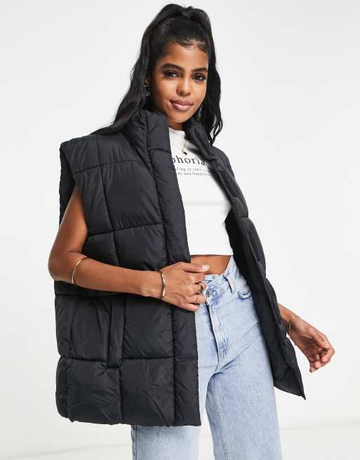 ASOS DESIGN belted padded gilet jacket in cream