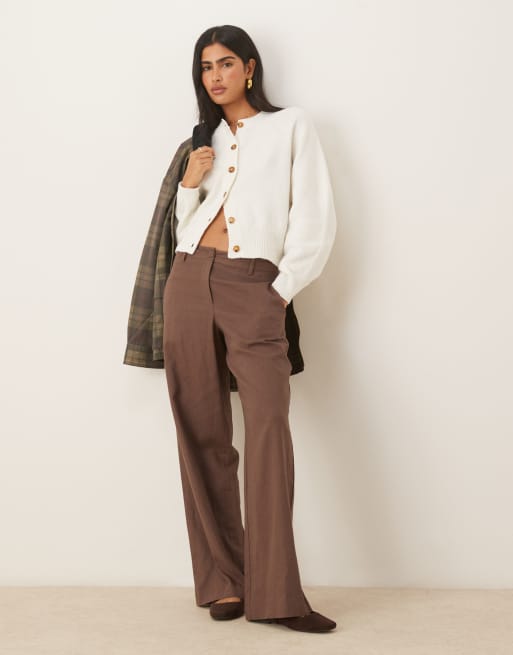 ASOS DESIGN crew neck cardigan with raglan sleeve detail in cream