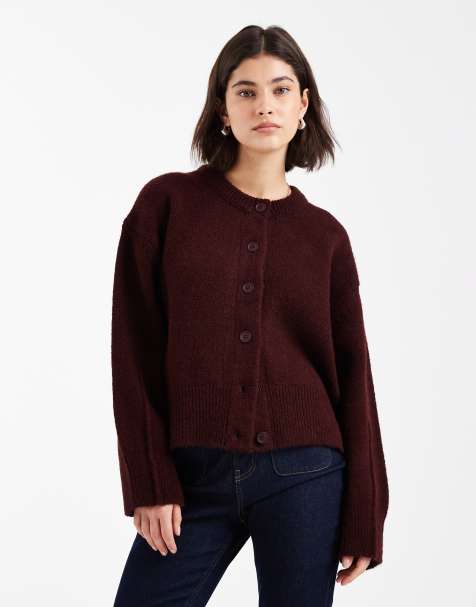 ASOS DESIGN - Gilet ras de cou coupe carrée fendu sur le côté - Prune - view 1