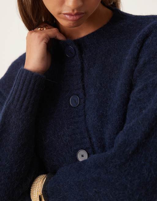 ASOS DESIGN - Gilet ras de cou en laine d'alpaga mélangée - Bleu marine, 3 de 4