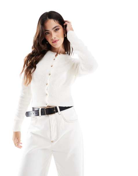 ASOS DESIGN - Gilet ras de cou en maille bouclée - Crème - view 1