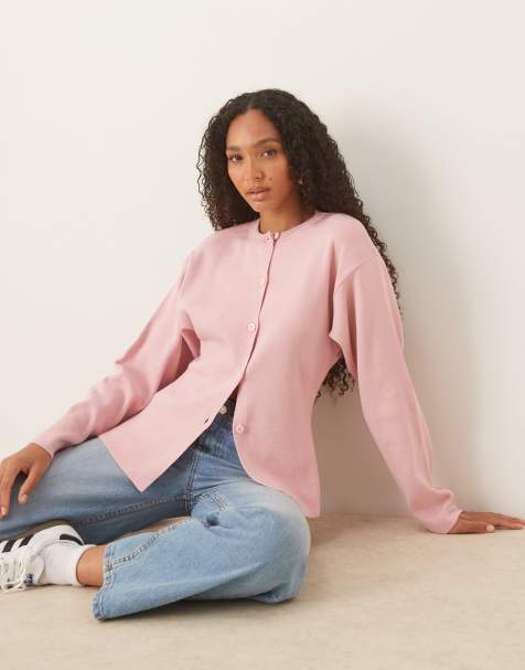 ASOS DESIGN - Gilet ras de cou en maille structurée - Rose - view 1