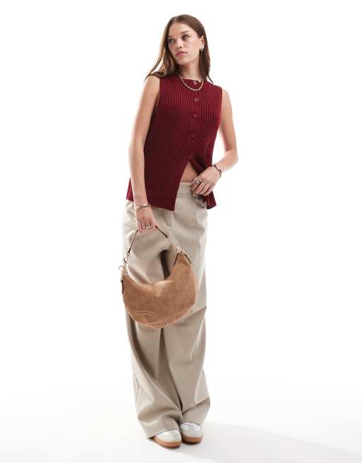 ASOS DESIGN - Gilet sans manches en maille - Bordeaux, 2 de 4