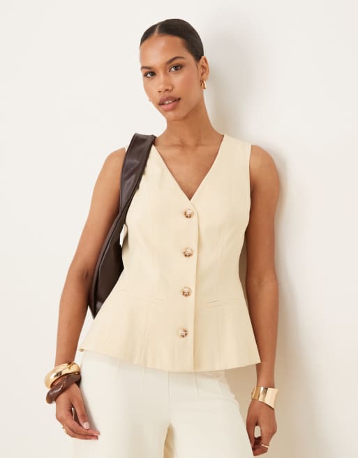 ASOS DESIGN - Gilet sartoriale a peplo color limone