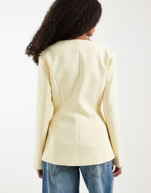 ASOS DESIGN - Gilet sartoriale in lino color cioccolato con bottoni, 4 di 4