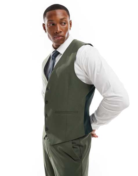 ASOS DESIGN - Gilet slim da abito verde scuro - view 1