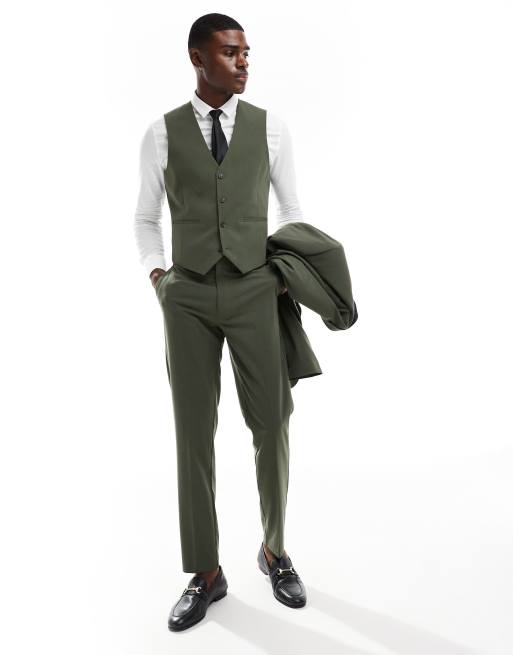 ASOS DESIGN - Gilet slim da abito verde scuro, 2 di 5