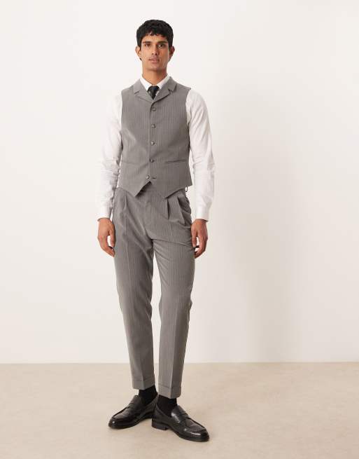 ASOS DESIGN - Gilet slim fit color antracite gessato, 2 di 5