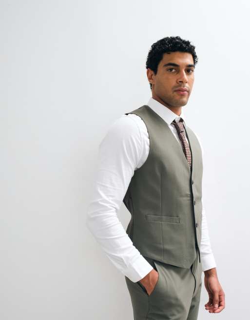 ASOS DESIGN - Gilet slim verde oliva, 3 di 5
