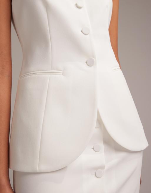 ASOS DESIGN - Gilet strutturato bianco con scollo squadrato, 6 di 6