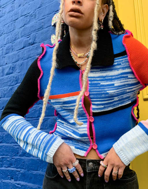 ASOS DESIGN - Gilet teint par section avec col et coutures apparentes