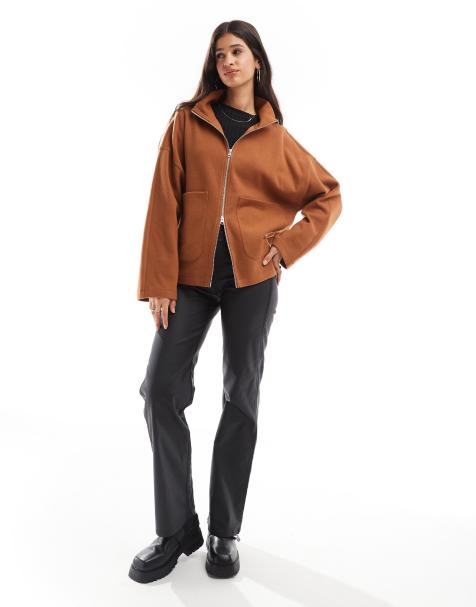 ASOS DESIGN - Gilet ultra-doux coupe carrée avec fermeture éclair et col cheminée - Fauve - view 1