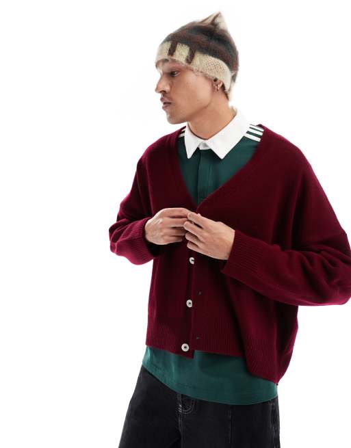 ASOS DESIGN - Gilet ultra oversize en maille coupe carrée - Bordeaux