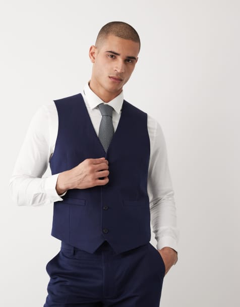 ASOS DESIGN - Gilet van linnenrijke keperstof in marineblauw - view 1