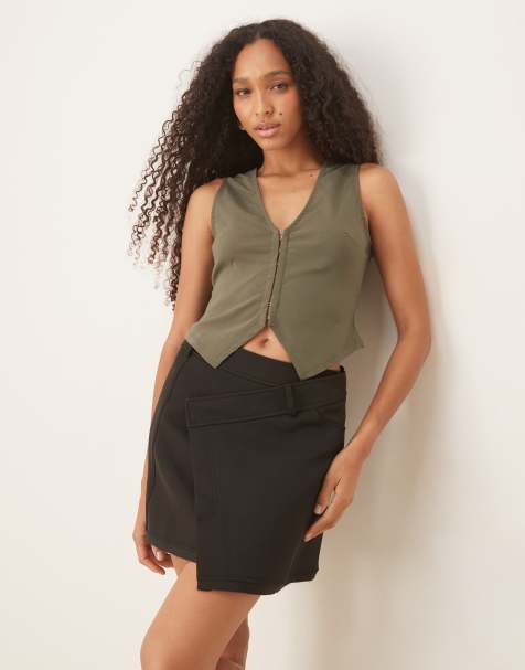 ASOS DESIGN - Gilet verde in bengalina con dettaglio a corsetto - view 1