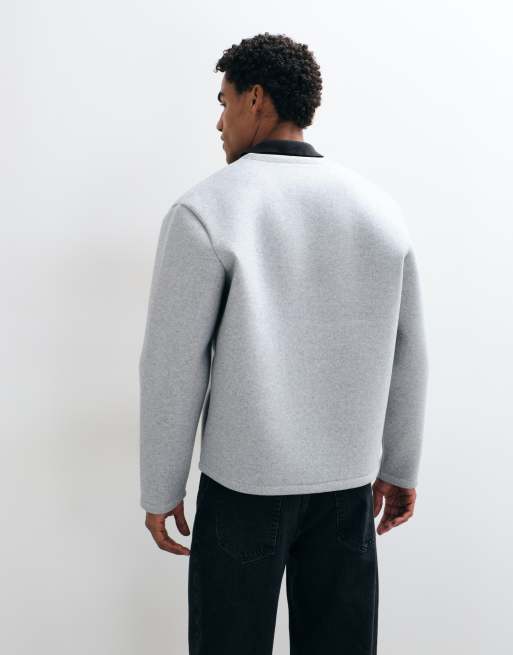 ASOS DESIGN gilet zippé coupe décontractée en tissu texturé gris, 2 de 5