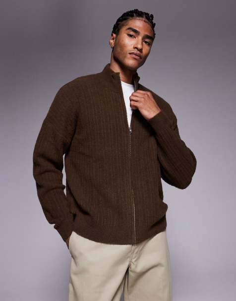 ASOS DESIGN - Gilet zippé oversize à col cheminée - Marron - view 1