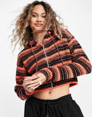 ASOS DESIGN - Gilet zippé teint par sections avec capuche - Orange