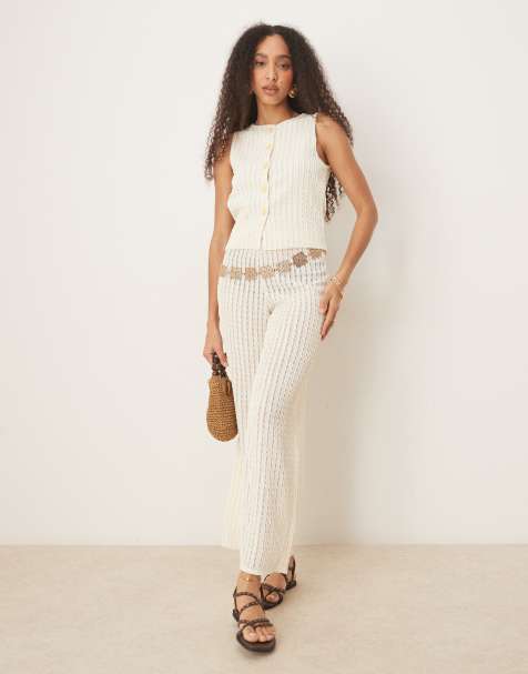 ASOS DESIGN - Gilettop met textuur in crème, deel van co-ord set - view 1