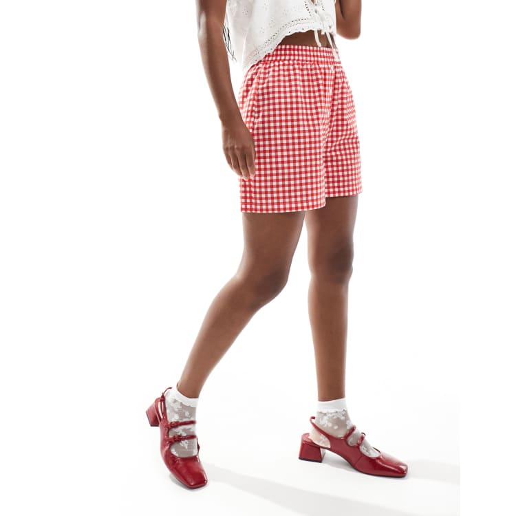 ASOS DESIGN gingham boxer shorts in red | ASOS