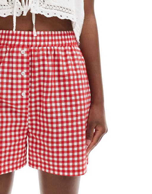 ASOS DESIGN gingham boxer shorts in red | ASOS