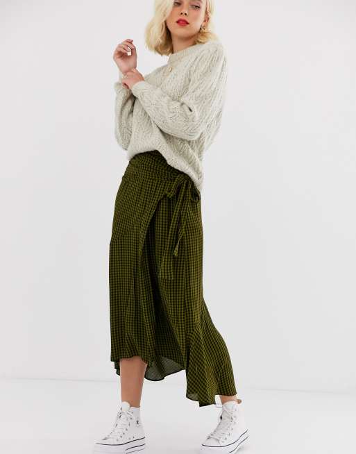 Asos check shop midi skirt