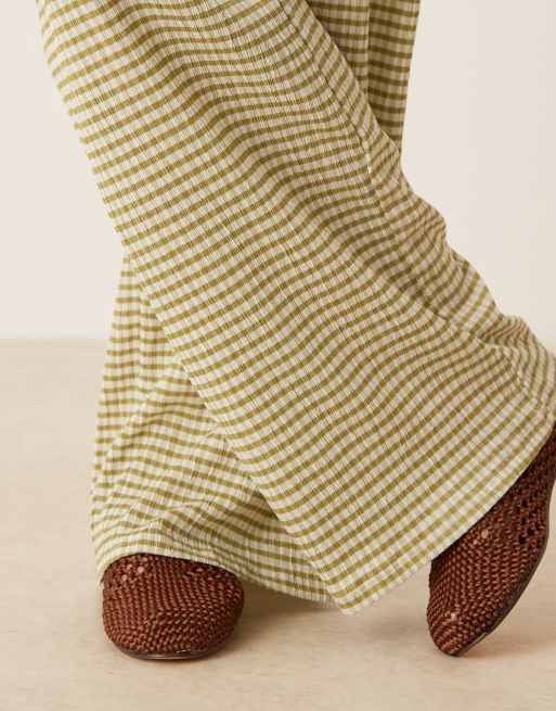 ASOS DESIGN gingham co-ord wide leg trouser in green, 3 of 5
