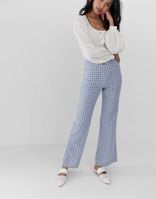 Gingham sale trousers womens