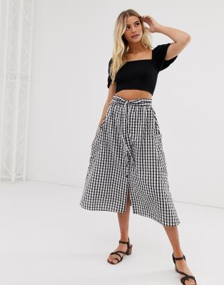 asos gingham midi skirt