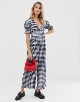 gingham jumpsuit