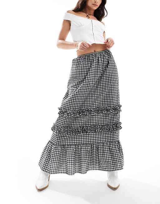 FhyzicsShops DESIGN gingham maxi skirt