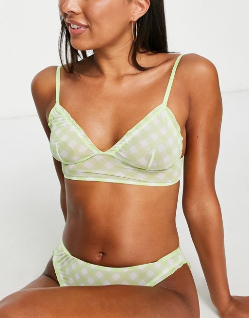 ASOS DESIGN Maddy clean mesh soft bra in bright lime