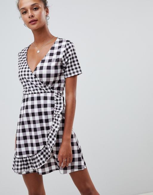 Gingham best sale wrap dress