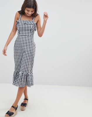 ASOS DESIGN Gingham Square Neck Pephem 