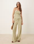 [ASOS DESIGN] ASOS DESIGN gingham wide leg pants in green (Part of a set) M GREEN