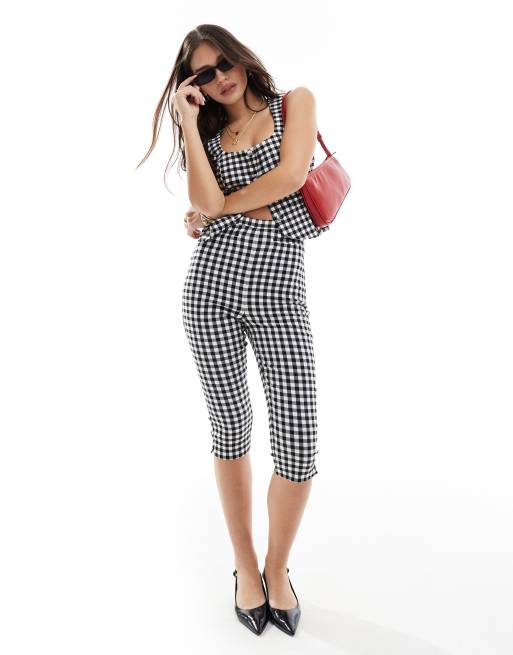 ASOS DESIGN – Ginghamrutiga capribyxor i bengalin