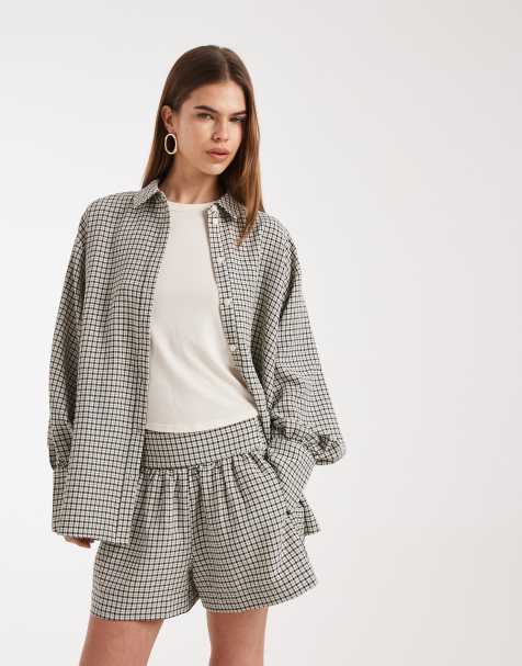 ASOS DESIGN – Ginghamrutiga shorts i dra på-modell - view 1