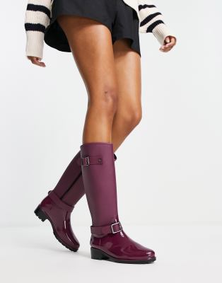 ASOS DESIGN Ginny riding gumboots in burgundy - ASOS Price Checker