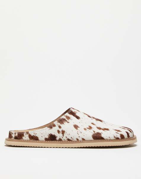 ASOS DESIGN – Giraffmönstrade tofflor med sluten tå i hästhårsimitation - view 1