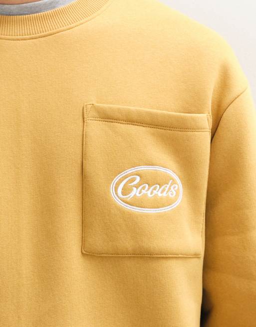 ASOS DESIGN girocollo relaxed con tasca applicata e ricamo a macchina arancione, 5 di 10