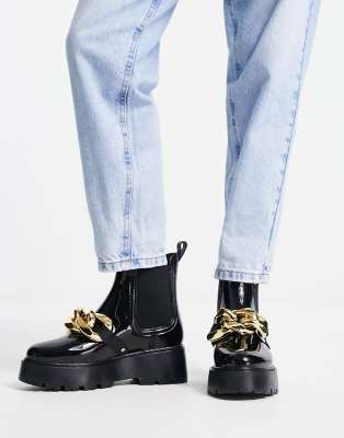 ASOS DESIGN - Giselle - Bottes de pluie avec chaîne épaisse - Noir