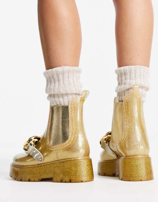 Gold glitter 2025 rain boots