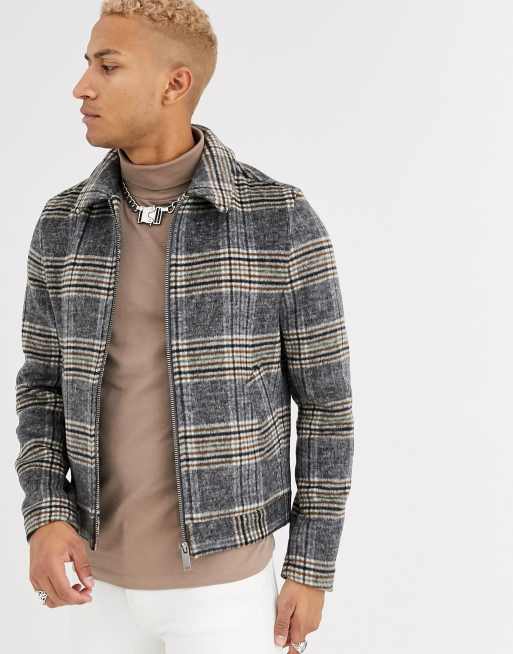 Asos Design Giubbino In Misto Lana A Quadri Heritage Asos