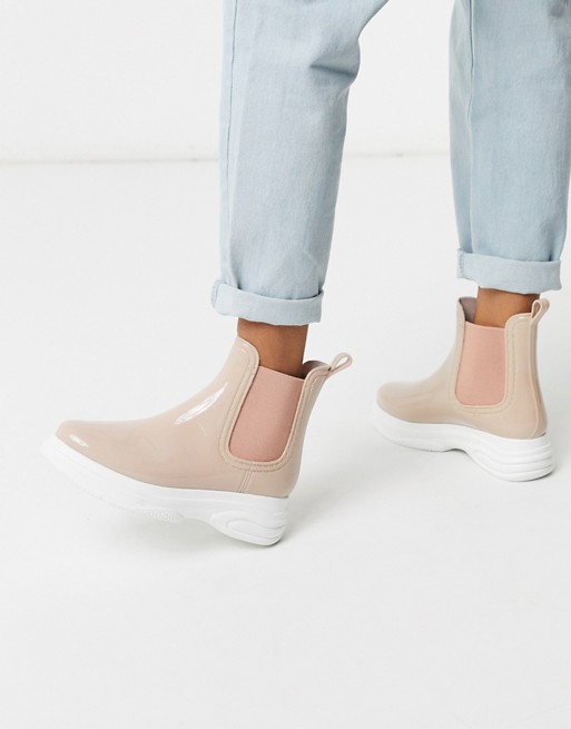 ASOS DESIGN Given sporty wellies in beige