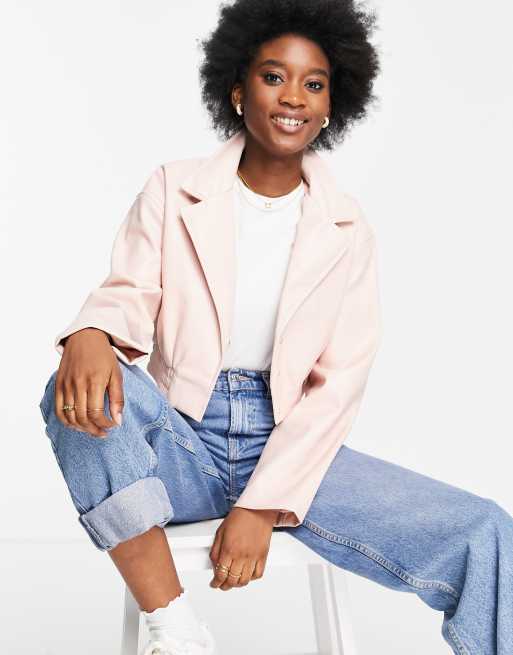 Asos pink sale leather jacket