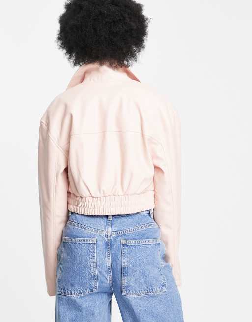 Asos pink leather jacket hotsell