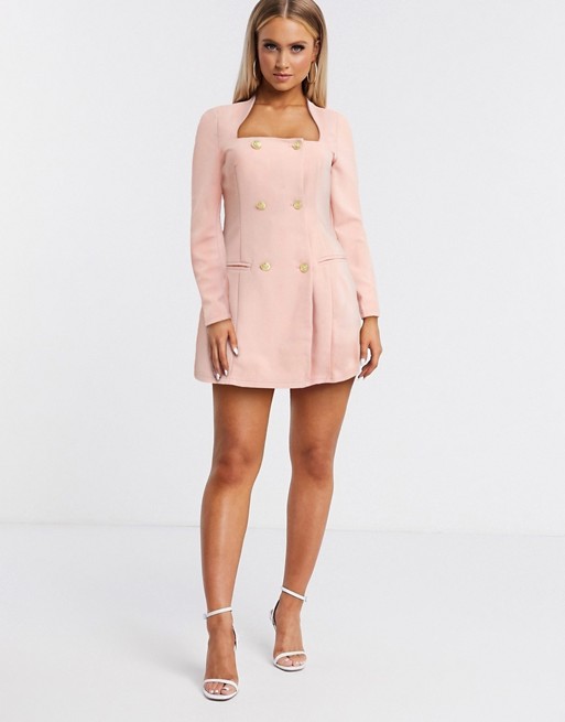 ASOS DESIGN glam double breasted jersey blazer with square neck