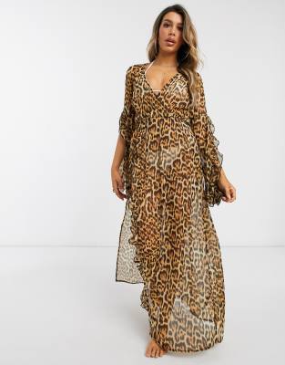 leopard print maxi kimono